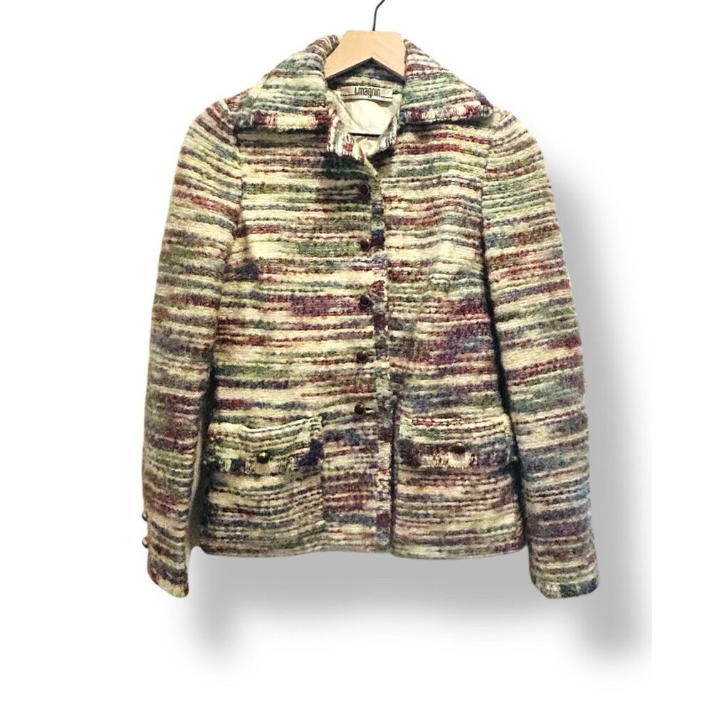 Vintage Quiet Wealth Womens Jacket Sz XS Tweed Channel Style Boucle Tweed Blazer - Picture 2 of 14